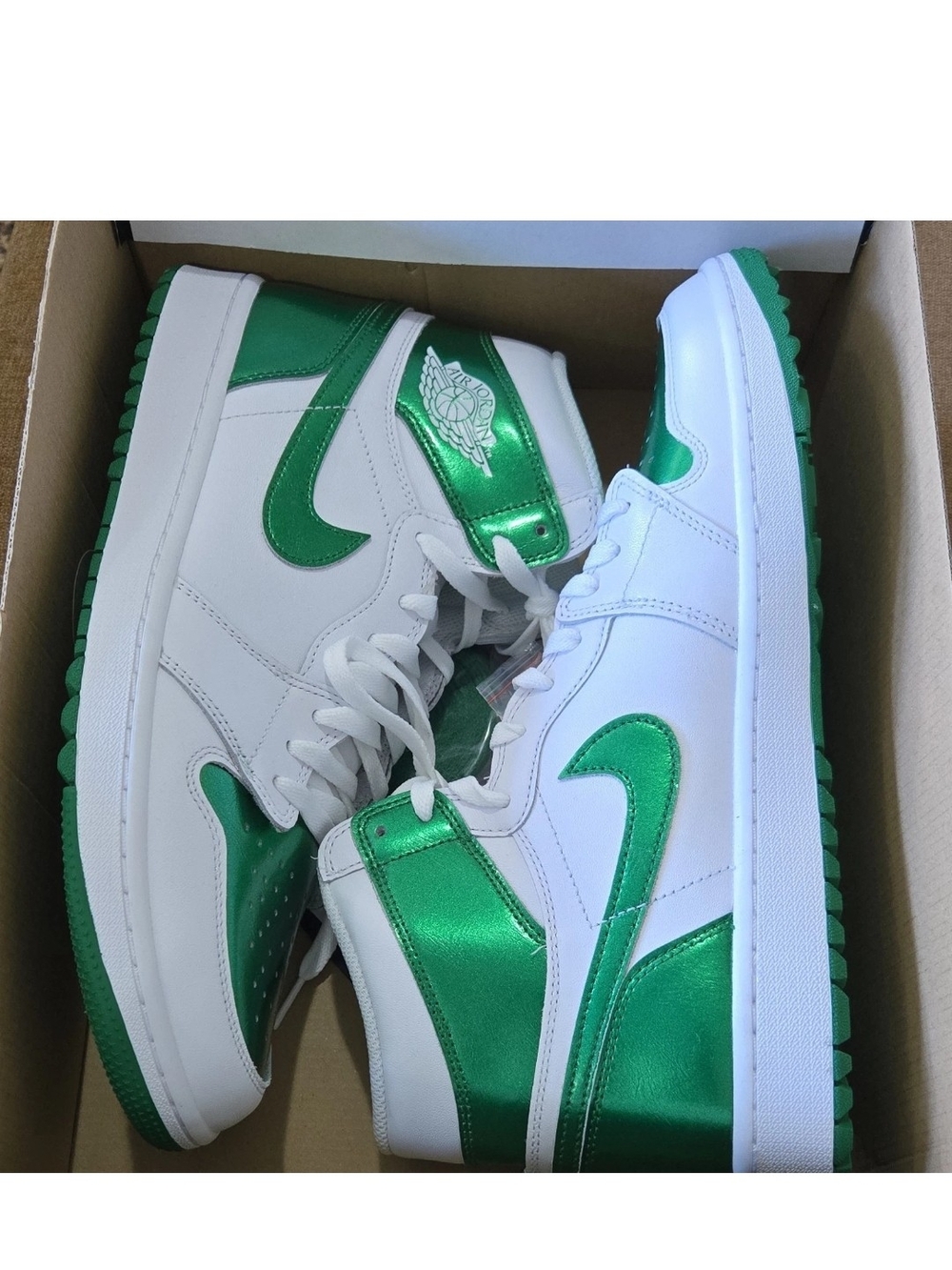 Nike Air Jordan 1 High White & Metallic Green Sneakers